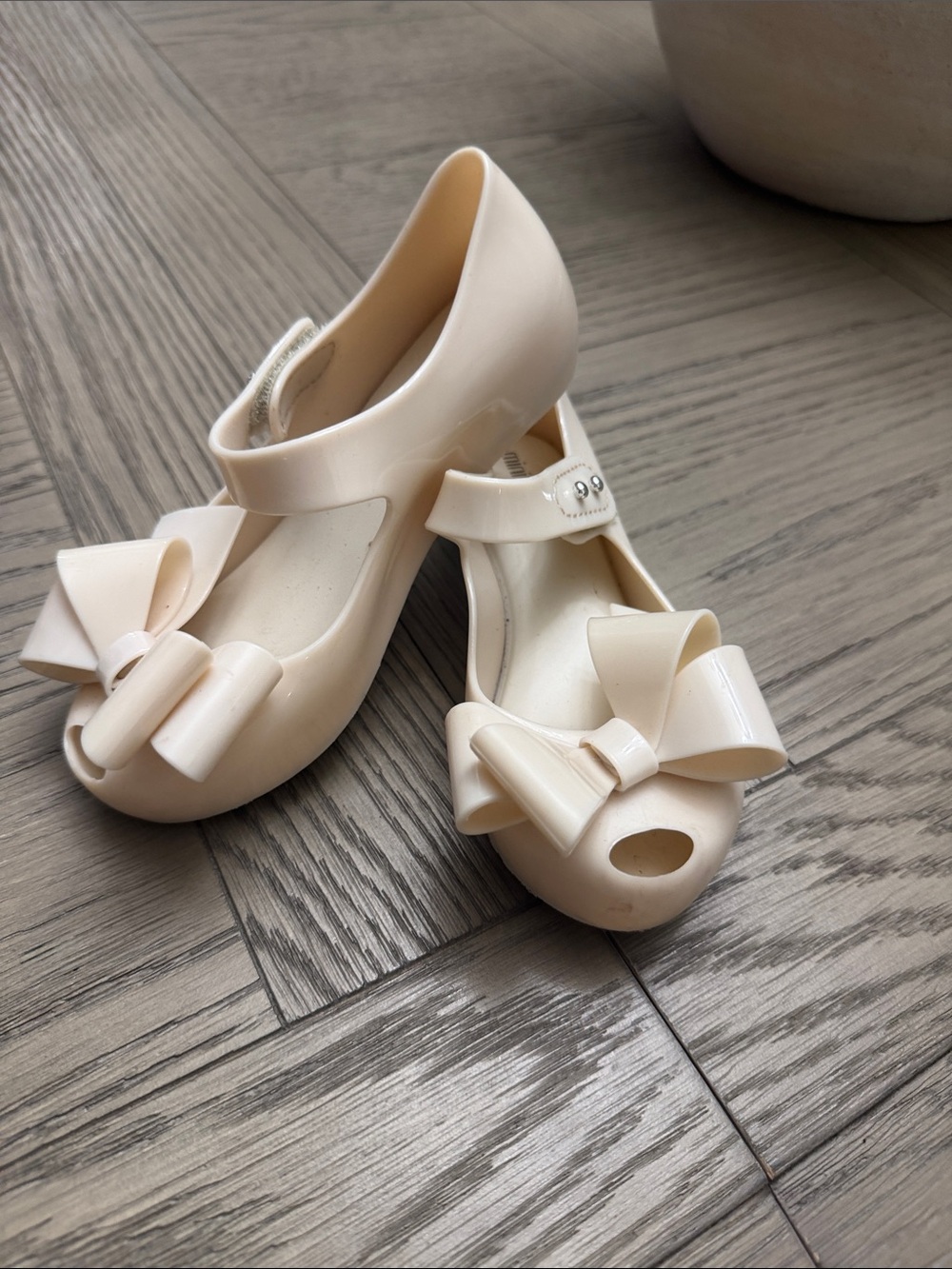 Mini Melissa Cream Bow Mary Jane Jelly Shoes